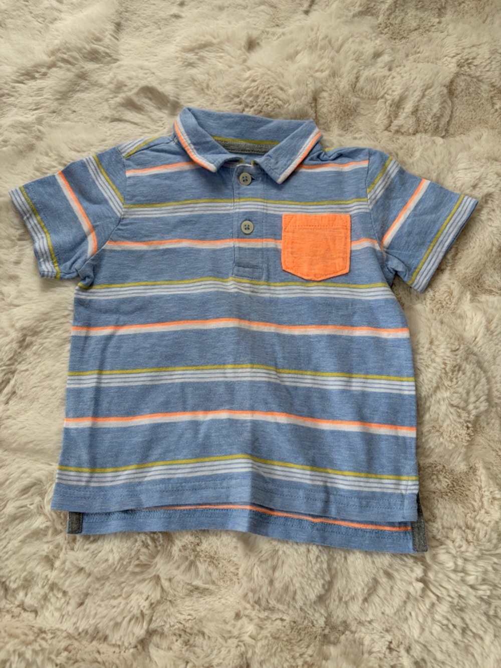 Okie Dokie Kids Orange & Blue Striped Polo Tee